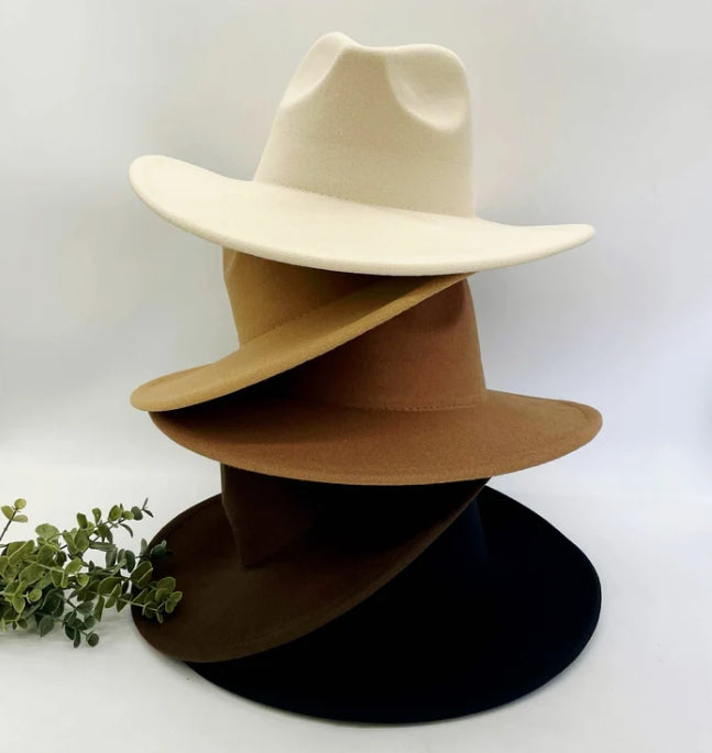 Flat Wide Brim Fedora Style Hat