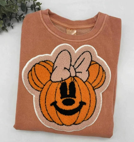 Pumpkin Bow Chenille Patch