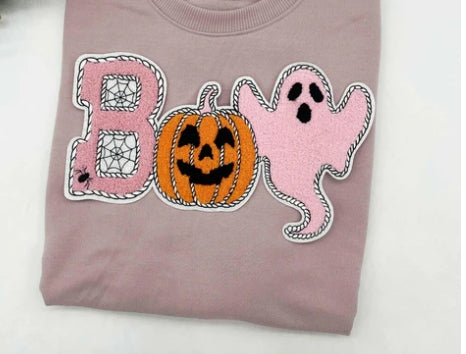 Boo Pumpkin Ghost Chenille Patch