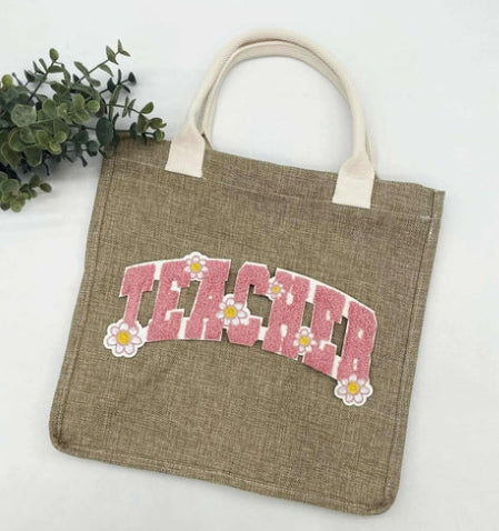 Teacher Pink Chenille Patch