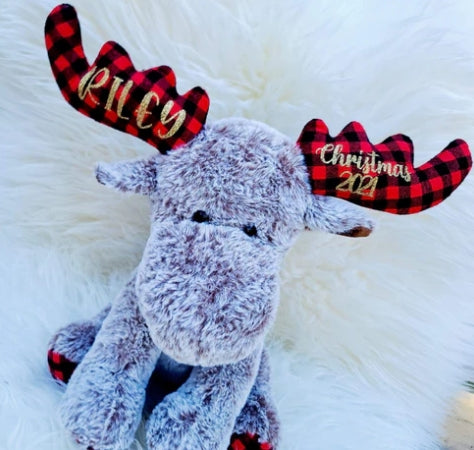 Christmas Plaid Moose Plush