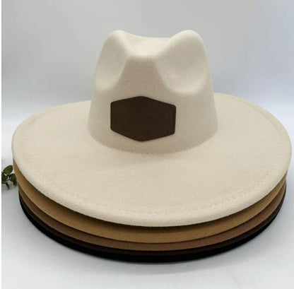 Flat Wide Brim Fedora Style Hat