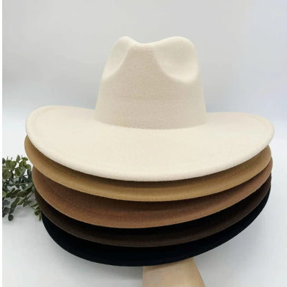 Flat Wide Brim Fedora Style Hat