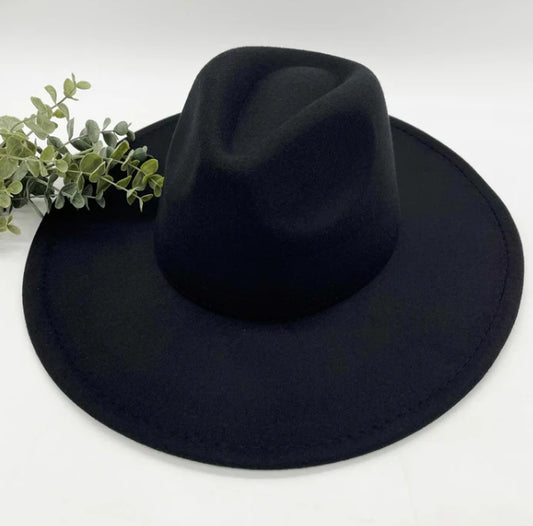 Flat Wide Brim Fedora Style Hat