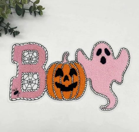 Boo Pumpkin Ghost Chenille Patch