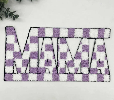 Mama Purple Checker Chenille Patch