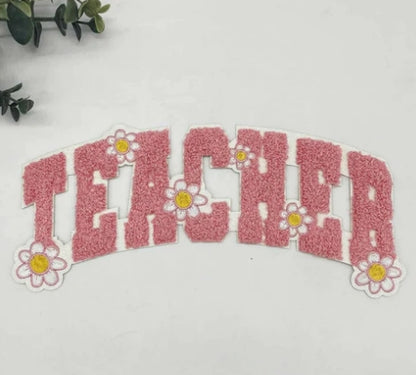 Teacher Pink Chenille Patch