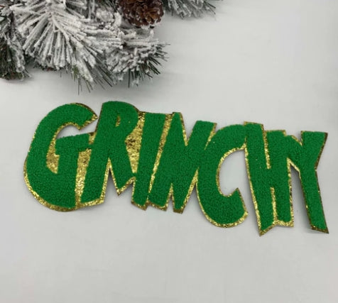 Green Grumpy Chenille Patch